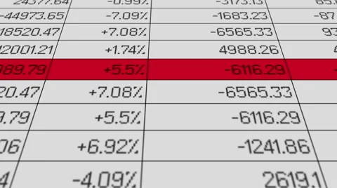 Analytics software processing statistics data, percentage figures rise and drop Stock Footage 58187337
