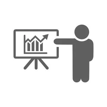 Analytics, statistics, presentation icon. Gray vector illustration. Illustrazione stock