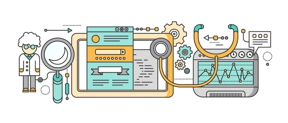 Analytics Statistics SEO. Video Marketing Concept Stock Illustration