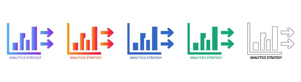 Analytics Strategy Bar Chart Trend Icons 스톡 일러스트