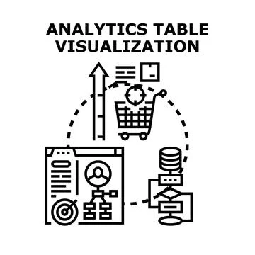 Analytics table visualization for business growth Stock Illustration