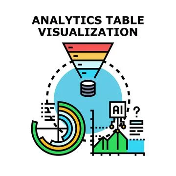 Analytics table visualization processing data with artificial intelligence Stock Illustration