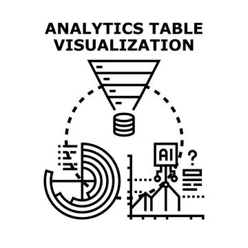 Analytics table visualization processing data with artificial intelligence Ilustración de archivo