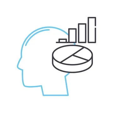 Analytics thinking line icon, outline symbol, vector illustration, concept sign Illustrazione stock