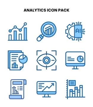 Analytics Two Colour Bundle Icons Pack Stock Illustration