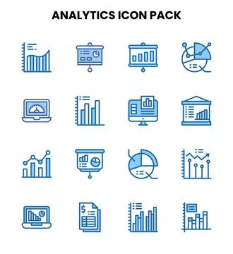 Analytics Two Colour Collection Icons Pack Stock Illustration