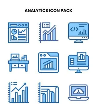 Analytics Two Colour Design Icons Pack 库存插图