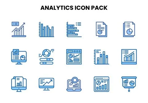 Analytics Two Colour Graphics Icons Pack Stock Illustration