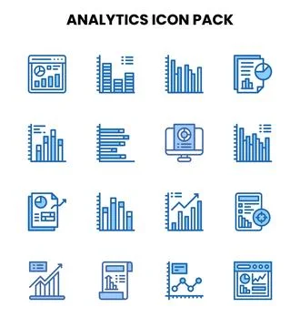 Analytics Two Colour Scalable Icons Pack Stock Illustration