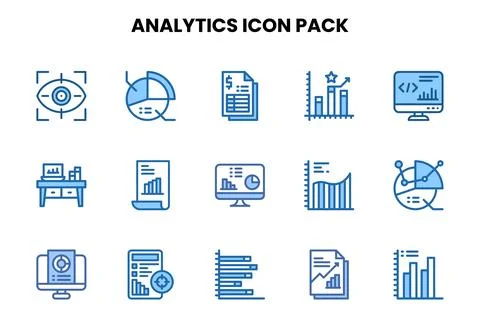 Analytics Two Colour Set Icons Pack Stockillustratie