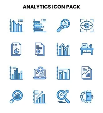 Analytics Two Colour Set Icons Pack Stock Illustration