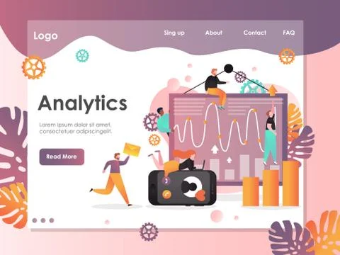 Analytics vector website landing page design template Illustrazione stock