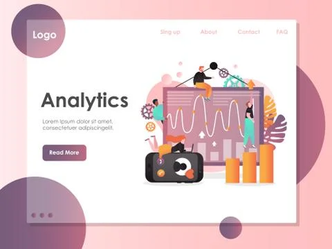 Analytics vector website landing page design template Illustrazione stock