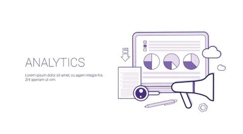Analytics Website Search Information, Financial Business Analysis Concept Banner Stock Illustration