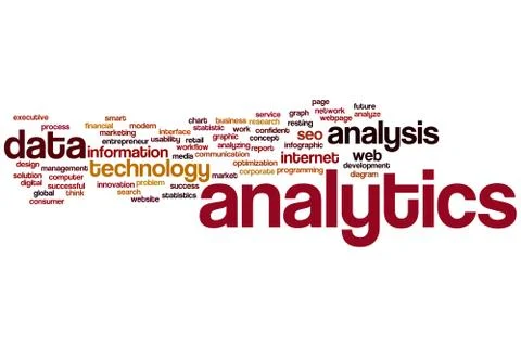 Analytics word cloud Illustrazione stock