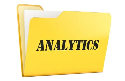ANALYTICS, yellow folder, 3D rendering Stock Illustration
