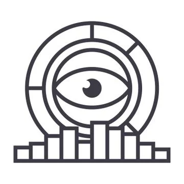 Analytics,marketing research, diagrams vector line icon, sign, illustration on 스톡 일러스트