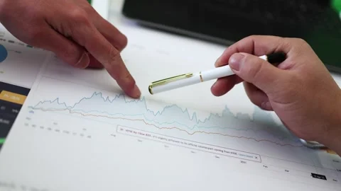 Analyze and exchange stock data trend chart Stock Footage 193996037