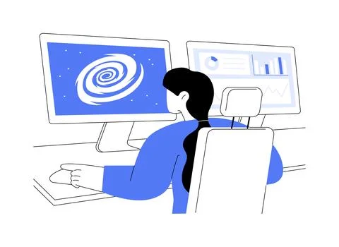 Analyze astronomical data abstract concept vector illustration. Stock Illustration