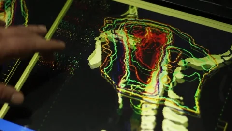 Analyze of Brain and Neck on Touch Screen Display.Doctor and MRI Scan. Stock-Footage 100599502