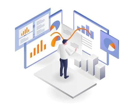 Analyze business development data Stock Illustration