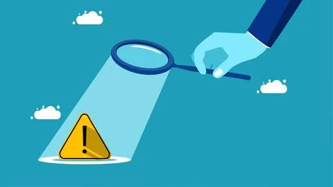 Analyze the cause of the problem. a businessman with a magnifying glass check Stockillustratie