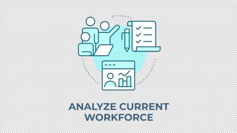 Analyze current workforce blue concept icon animation Stock Footage 344177029
