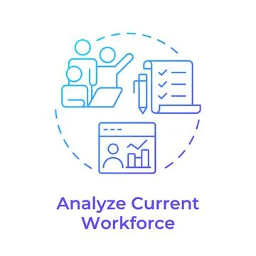 Analyze current workforce blue gradient concept icon Illustrazione stock