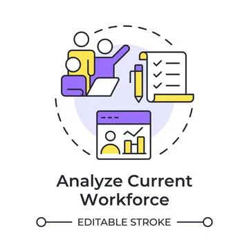 Analyze current workforce multi color concept icon Stock Illustration