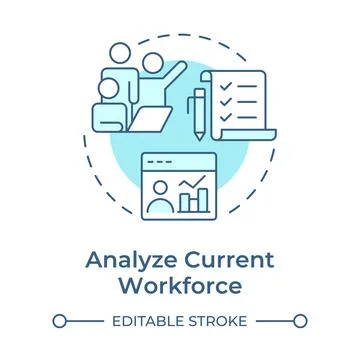 Analyze current workforce soft blue concept icon Stock Illustration