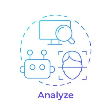 Analyze events blue gradient concept icon Stock Illustration