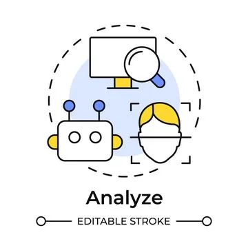 Analyze events multi color concept icon Stock Illustration