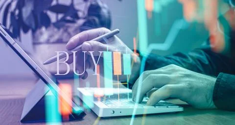 Analyze financial data chart trading forex, investing in stock markets, funds Foto stock