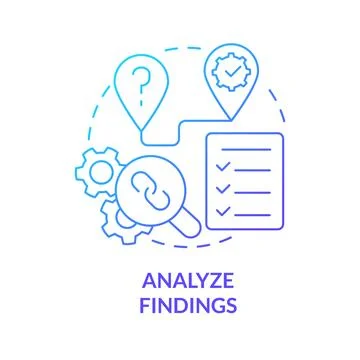 Analyze findings blue gradient concept icon Stock Illustration