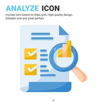 Analyze icon vector with flat color style isolated on white background Illustrazione stock