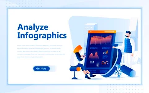 Analyze infographic flat web page design template Illustrazione stock