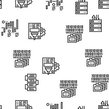 Analyze Infographic Vector Seamless Pattern Stock Illustration