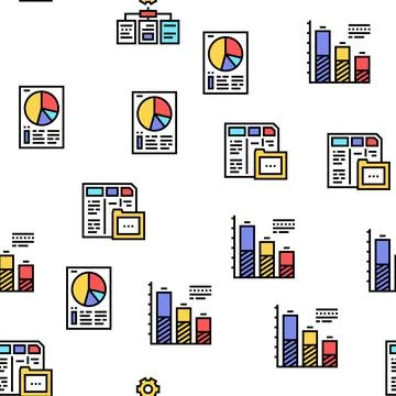 Analyze Infographic Vector Seamless Pattern Illustrazione stock