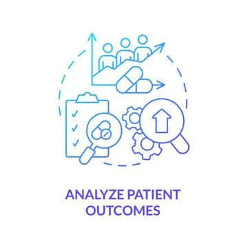 Analyze patient outcomes blue gradient concept icon Stock Illustration