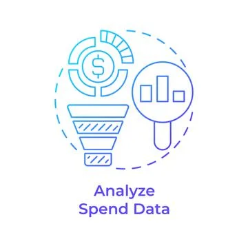 Analyze spend data blue gradient concept icon Stockillustratie