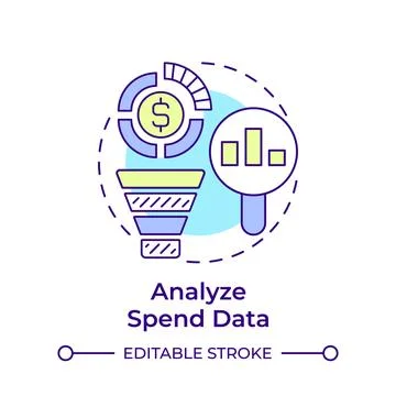 Analyze spend data multi color concept icon Stock Illustration