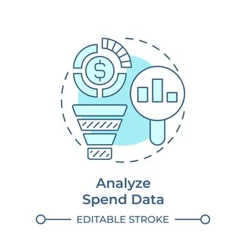 Analyze spend data soft blue concept icon Stock Illustration