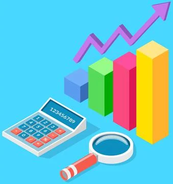 Analyze statistical indicators, business data. Work with marketing research Stock Illustration