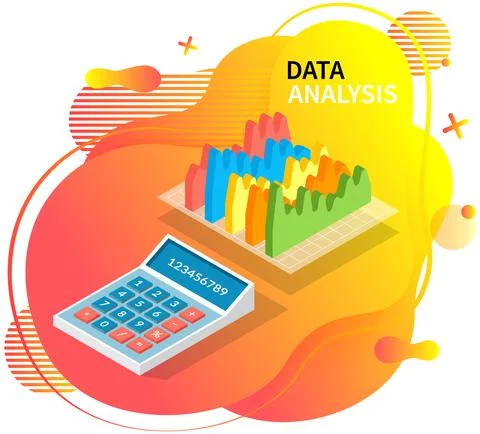 Analyze statistical indicators, business data. Work with marketing research Stock Illustration