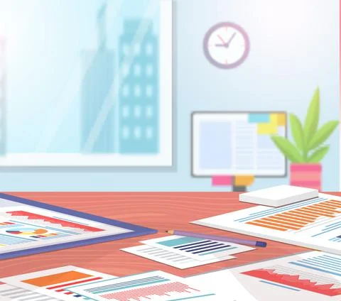 Analyze statistical indicators, business data. Work with marketing research Stock Illustration