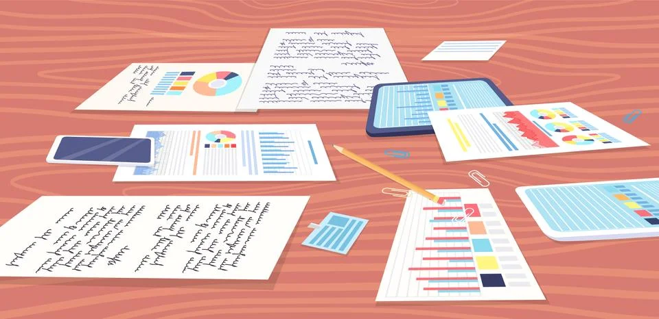 Analyze statistical indicators, business data. Work with marketing research 스톡 일러스트