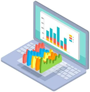 Analyze statistical indicators, business data. Work with marketing research Stock Illustration