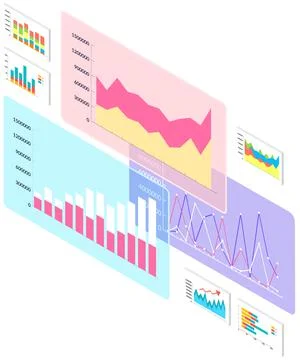 Analyze statistical indicators, business data. Work with marketing research Stock Illustration