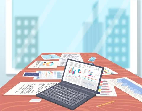 Analyze statistical indicators, business data. Work with marketing research Stock Illustration