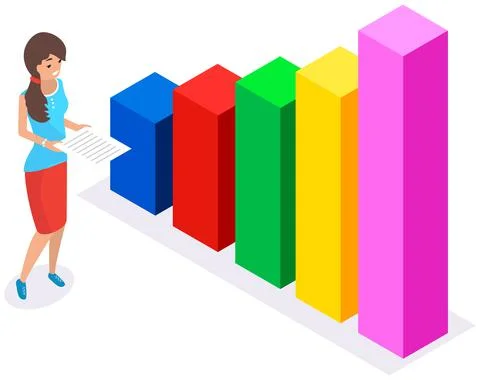 Analyze statistical indicators, business data. Work with marketing research Stock Illustration